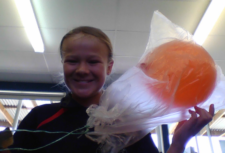 Fredthemoth's tweet photo. @ChapterChatNZ  This week for chapter chat we made a parachute. It was made out of string, a plastic bag, a balloon, cardboard,
and a bottle cap. Tayla https://t.co/OEqQHjXV2j