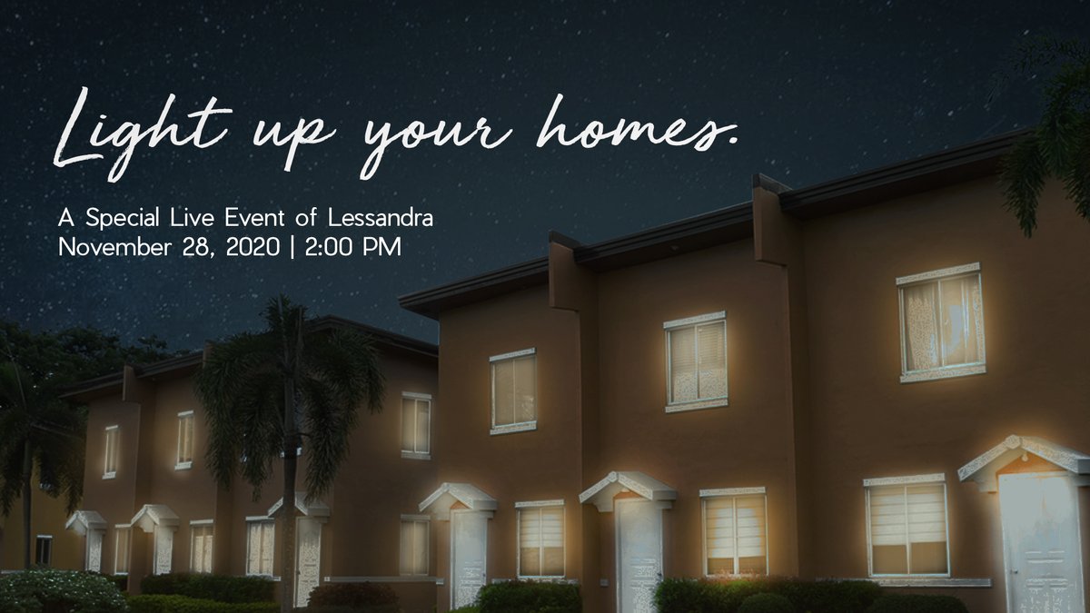 lessandraonline's tweet photo. It's time to light up your homes.
Join Lessandra in a Special Facebook Live Event this Saturday, November 28, at 2:00 PM!
Click this link to join: https://t.co/tbttCXKSmt
#LightUpYourHomes #LessandraOnline #AngatKaDitoSaLessandra https://t.co/5Vo2J4mvfu