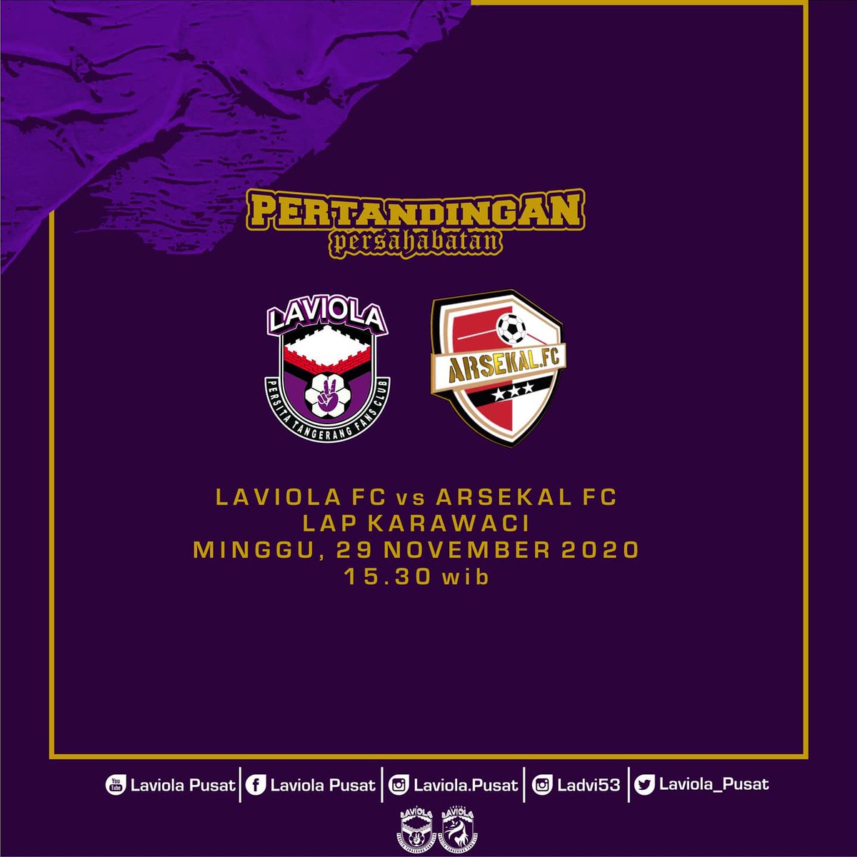 laviola_pusat's tweet photo. Mari Dukung dan saksikan, laga sepakbola dan futsal laviola
.
Minggu 29 november 2020
.
.
#laviola #ladiesviola #persitajuara #persitafans https://t.co/m6tIBe1cKR