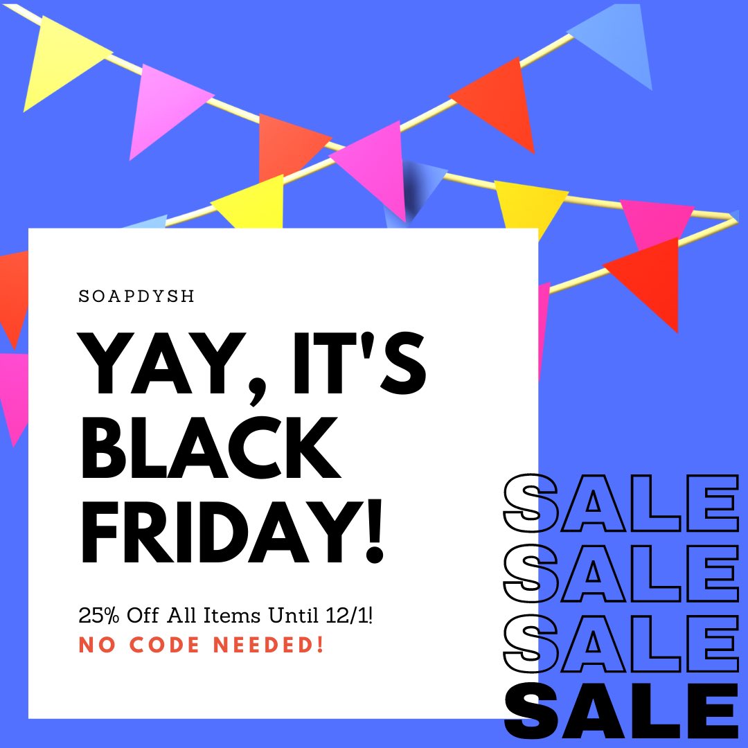 SoapDysh's tweet photo. Starting at midnight EST!! Get 25% off all items in stock!!

https://t.co/Ay07I3IssB https://t.co/0mNOk7HwT1