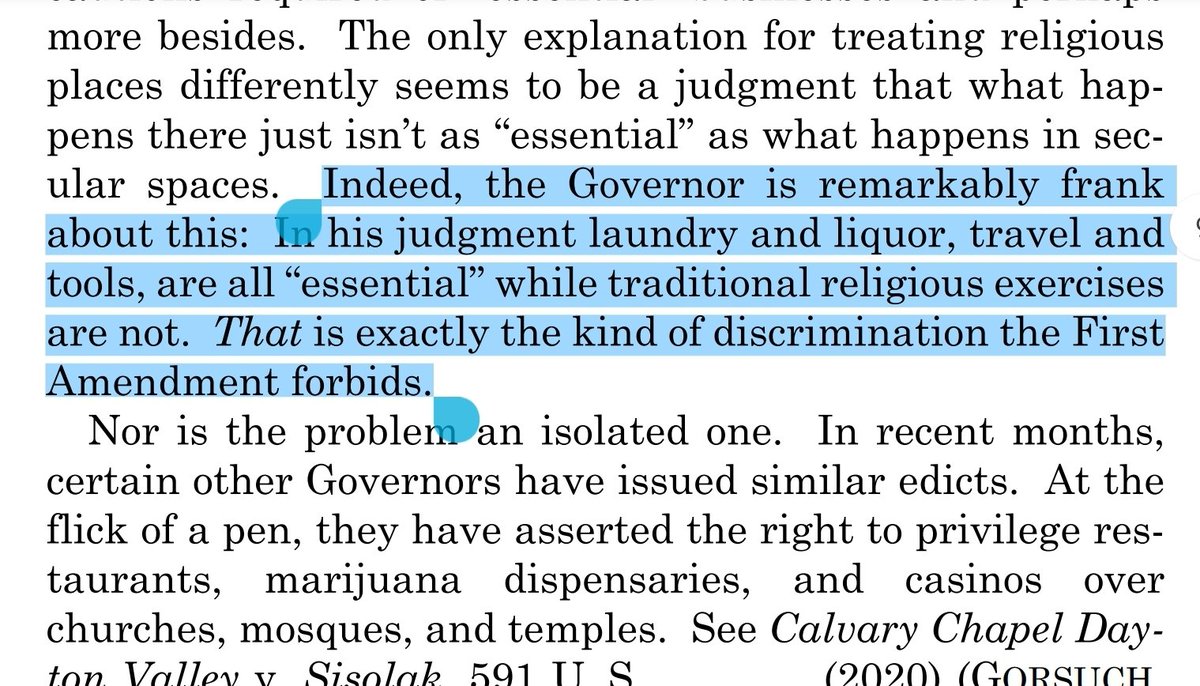 mrdaviddelacruz's tweet photo. Another gem from the Supreme Court decision protecting churches from discrimination: 

#TheChurchIsEssential https://t.co/JYG10VeUeb