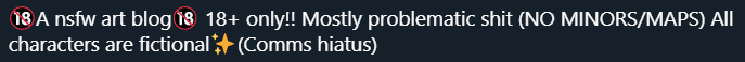 calloutpedos's tweet photo. while i suppose we can appreciate their "minors dni" portion, this is not acceptable by any means. characters being fictional in NO ways excuses this behavior, either. on top of this, they very know that what they are doing is problematic as they themself say so. https://t.co/tEbpluD2AC