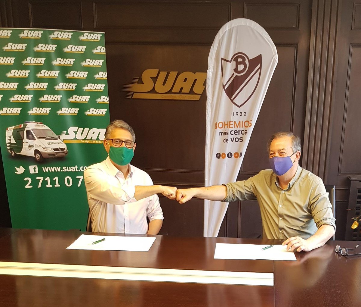 Club A. Bohemios (@clubohemios) on Twitter photo SUAT y el Club Bohemios renovaron su acuerdo, por lo que seguirán proporcionando la cobertura de Emergencia durante las 24 hs, los 365 días, en nuestras instalaciones. Además beneficios especiales para los Socios que se afilien.
¡Gracias <a href="/SUATcontigo/">SUAT contigo</a> por seguir acompañándonos! SUAT y el Club Bohemios renovaron su acuerdo, por lo que seguirán proporcionando la cobertura de Emergencia durante las 24 hs, los 365 días, en nuestras instalaciones. Además beneficios especiales para los Socios que se afilien.
¡Gracias <a href="/SUATcontigo/">SUAT contigo</a> por seguir acompañándonos!
