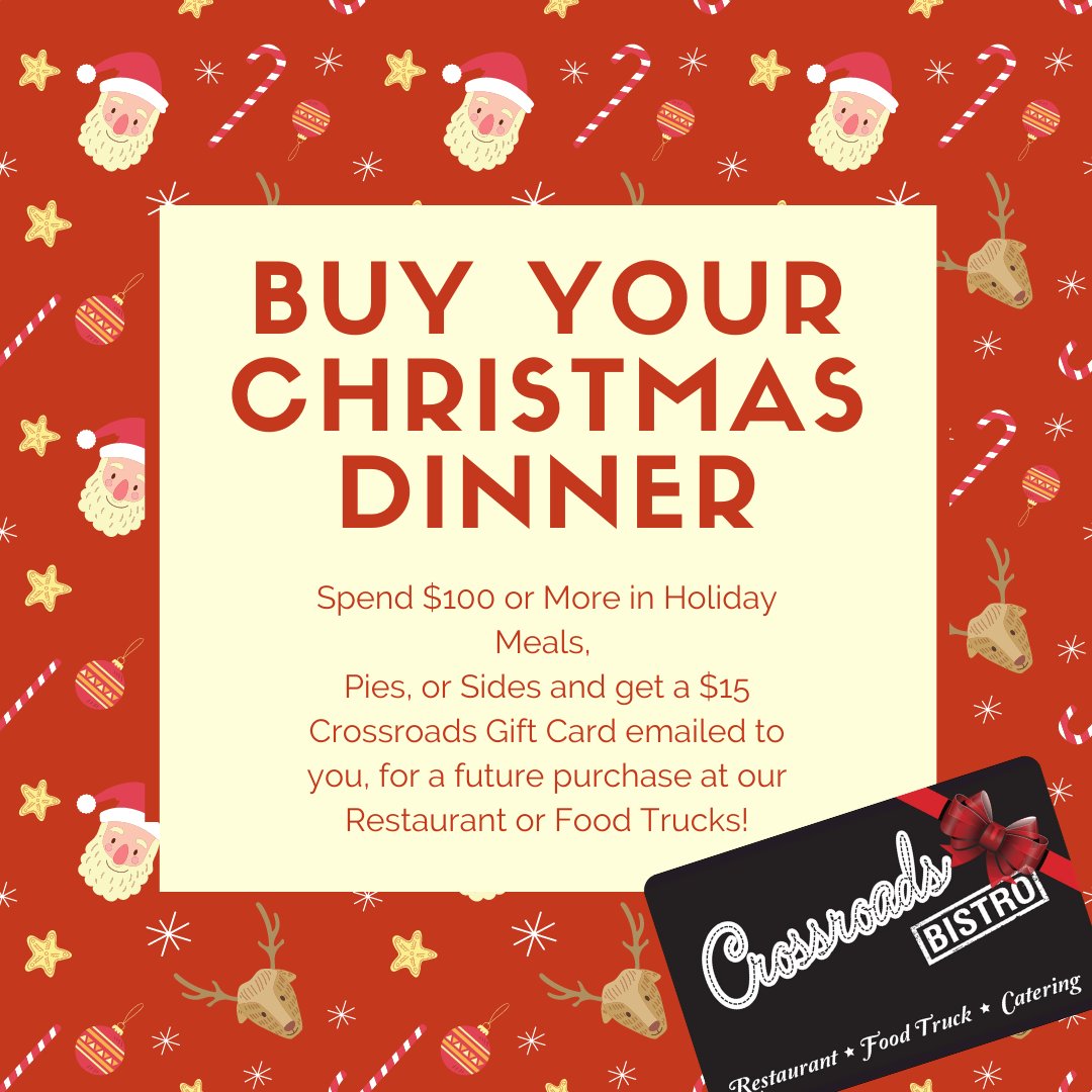 XroadsBistro's tweet photo. Black Friday is near... these deals are ready for Christmas Cheer!
swipe... and share! https://t.co/4slqu8mIOI