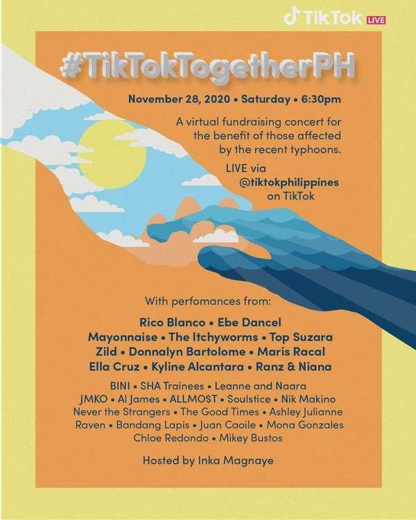 BINI_ph's tweet photo. Our lovely @bini_members will be joining @TikTokPH #TiktokTogetherPH Online Concert to raise funds for those affected by the typhoon! See you tomorrow at 6PM!

#BINIPH https://t.co/ebsAZS8Flp