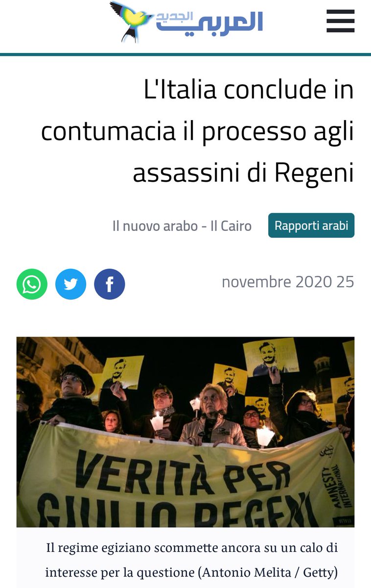 saveriolakadima's tweet photo. 1754 giorni senza Giulio.
"ma il regime egiziano continua a scommettere sul fallimento delle mosse del pubblico ministero italiano e sul calo di interesse"
Pessime scommesse.
#veritapergiulioregeni 
https://t.co/HvlbyaQfk6
Via @BaheyHassan, un grande uomo.
#HumanRights #Egypt https://t.co/VEVKskLBQE
