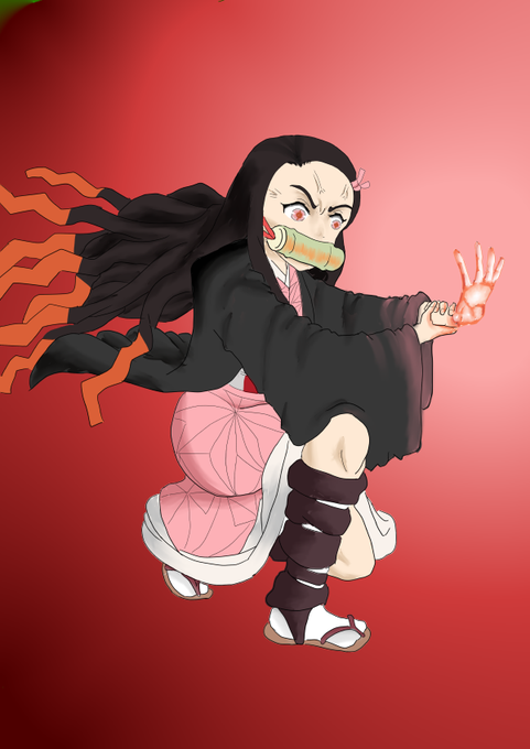 おえぇぇ描きさんがTwitterに投稿した竈門禰豆子(鬼滅の刃)のイラスト。