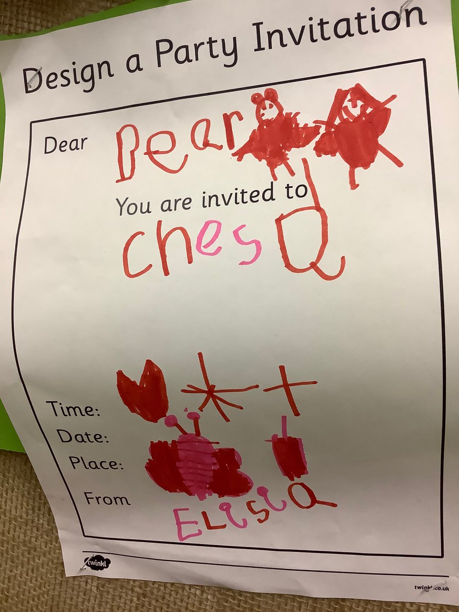 LaceyfieldsRec's tweet image. 🐻 Yesterday we found out it’s Chester Bears Birthday next week. The children enjoyed writing party invitations to help Chester plan his party! 🐻
@LaceyfieldsA 
#wherelittlemindsgrow #Teddybear #EYFS #earlyyears