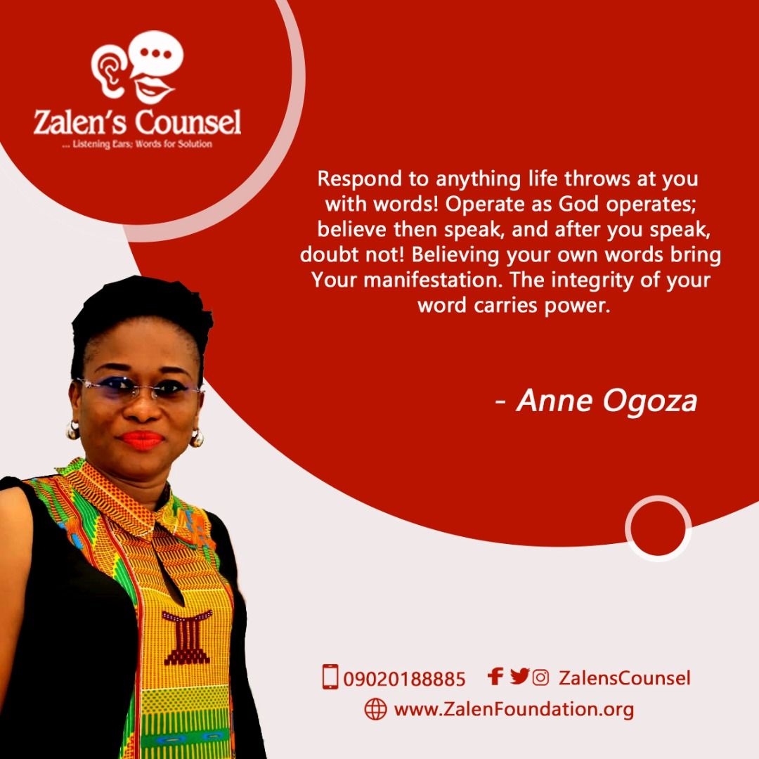 ZalensCounsel's tweet photo. Respond to anything life throws at you with words! Operate as God operates; believe then speak, and after you speak, doubt not! Believing your own words bring Your manifestation. The integrity of your word carries power. 
Ref: Jer 1: 9-11 MSG
#AnneOgoza https://t.co/JBOZo76czX