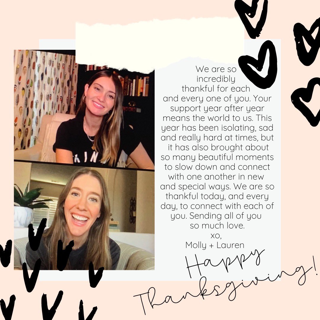 We are THANKFUL for you. Today, and always. 🖤, @mollymaethomps + Lauren #kindcampaign #happythanksgiving #kindgiving #givekind