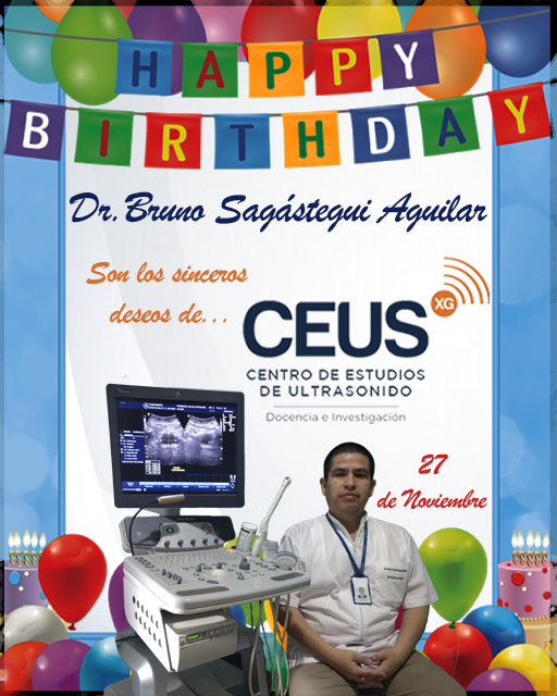 CEUSDOCENCIA's tweet photo. EL CENTRO DE ESTUDIOS DE ULTRASONIDO-CEUS, SALUDA POR SU CUMPLEAÑOS A NUESTRO DIRECTOR ACADÉMICO: Dr. Bruno Sagástegui, DESEÁNDOLE LO MEJOR HOY y SIEMPRE.

FELICIDADES!!! https://t.co/Ij8l7nf6q9