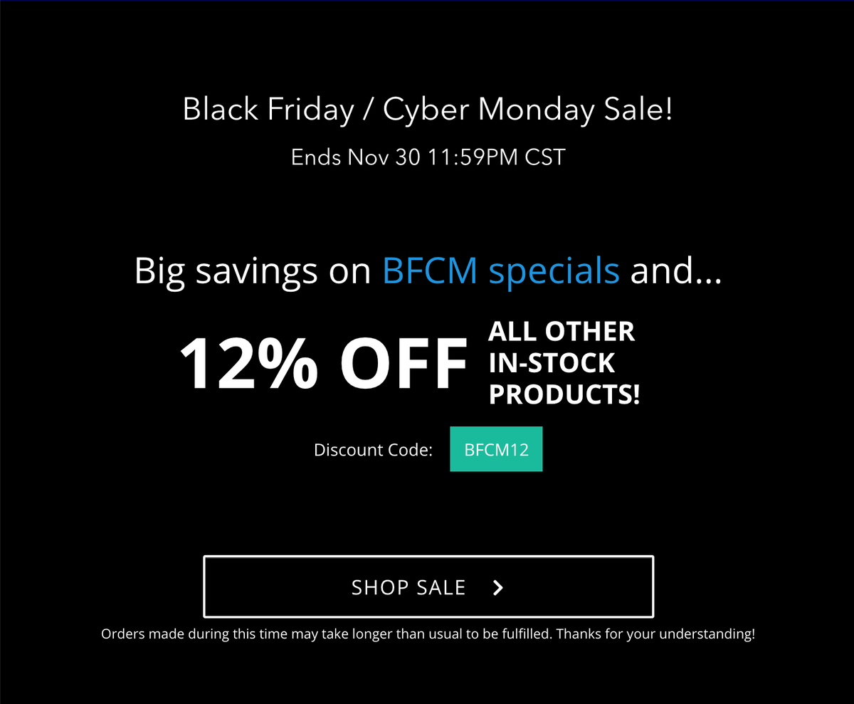 Black Friday / Cyber Monday sale at Mr. Dice Guy.

Big savings on BFCM specials:
mrdiceguy.com/collections/bf…

Plus save 12% off all other items with the coupon code:
BFCM10
mrdiceguy.com/discount/BFCM1…

Happy gaming!