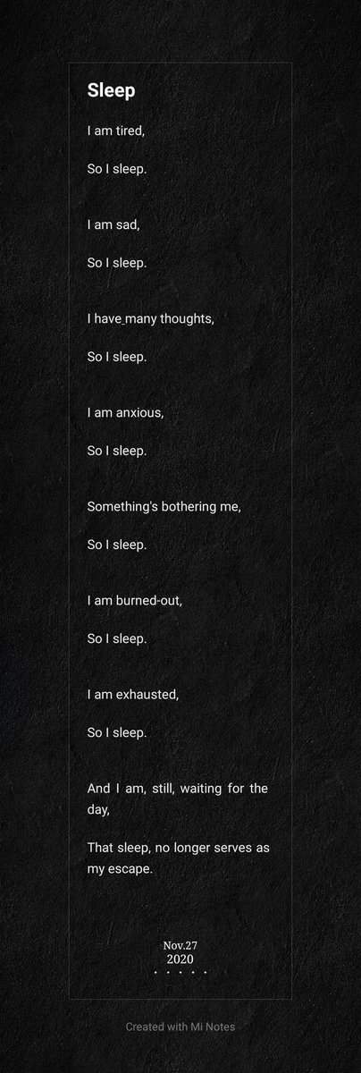 jadejulia05's tweet photo. That sleep, no longer serves as my escape. https://t.co/0rkojnIJIH