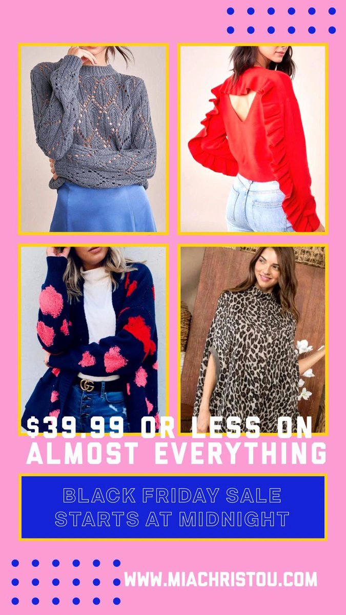 Ready? Set? SHOP BLACK FRIDAY SALES NOW.... 

miachristou.com