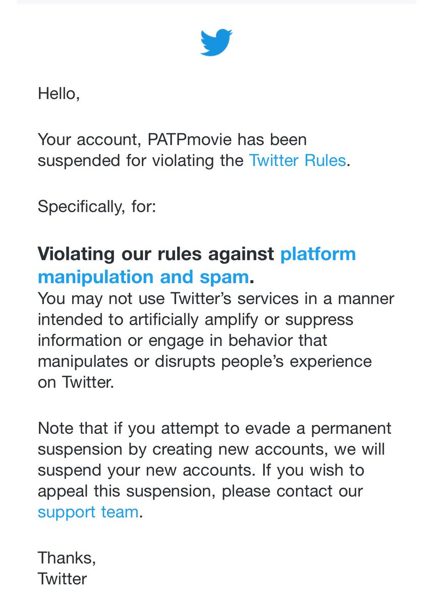 TurnKeyFilms's tweet image. A film of ours @PATPmovie was suspended from Twitter.  Attached is a statement from Amanda Milius, the director, on their suspension and the communication they received from Twitter.  Follow us for updates while they’re in Twitter jail.