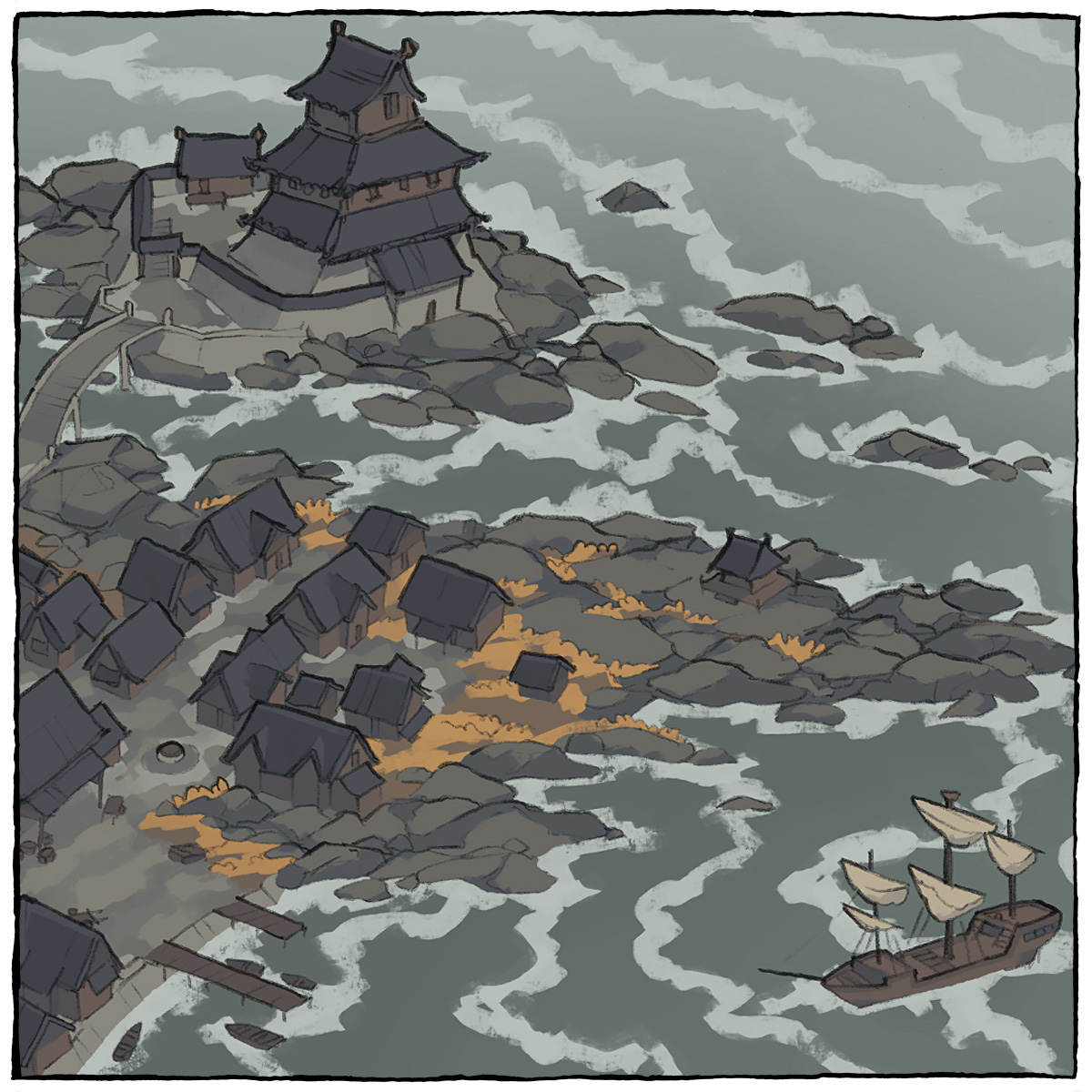 D D Coastal Town Map Twitter \ Ross On Twitter: "I Love Drawing Fantasy Town Maps! This One Is  Inspired By Matsumoto Castle, But Placed On A Stormy Coast. What Intrigue  Do You Think Might Go Down