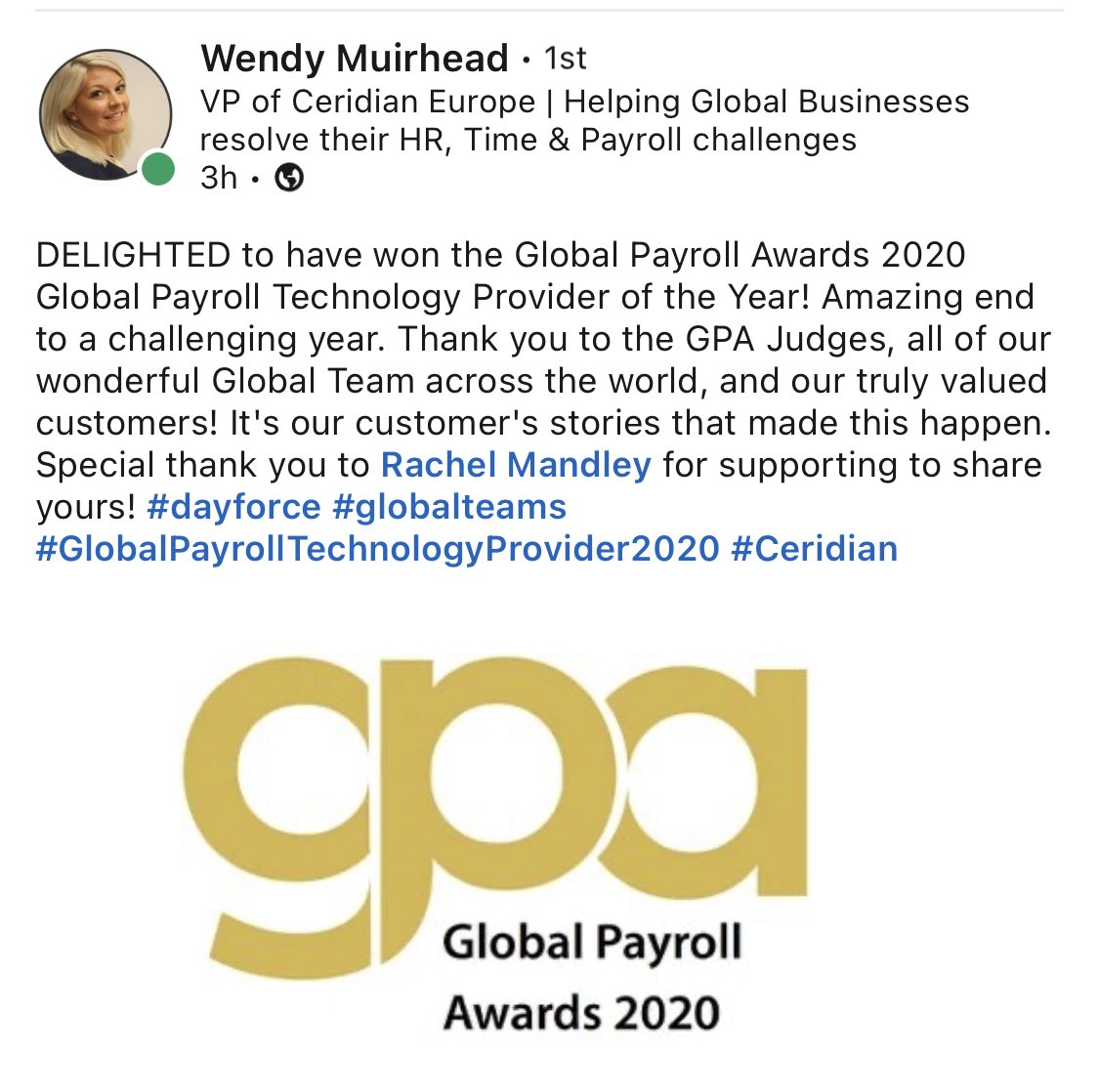 dossip's tweet image. Tremendous.  Congrats ⁦@WMuirheadHCM⁩ and the ⁦@Ceridian⁩ products and services teams.  You make us all so proud.   #makesworklifebetter #intelligenceatwork