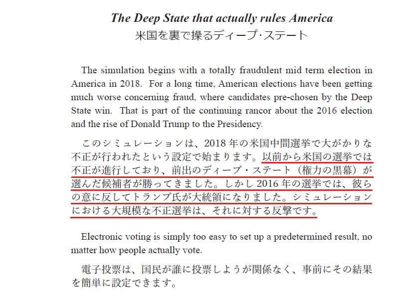 和中 光次 わなか みつじ マックス氏のこのシミュレーションの解説によると 米国の選挙での不正は以前から行われており ディープ ステートが選んだ候補が勝ってきた しかし２０１６年の大統領選は彼らの意に反して トランプが勝った トランプ大統領