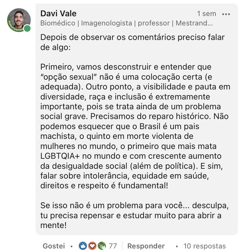 Davii_Valee's tweet photo. Vamos de mais um casos de LGBTfobia e xenofobia nesse Brasilzão.
Ta cada dia mais difícil conviver com heteros 🙃 #lgbtfobia #lgbt #lgbtqia #xenofobia #preceito
Obs.: o ataque foi por eu ter comentado nessa publicação. Preconceituosos não passarão!!! https://t.co/NwCxnwkEa2