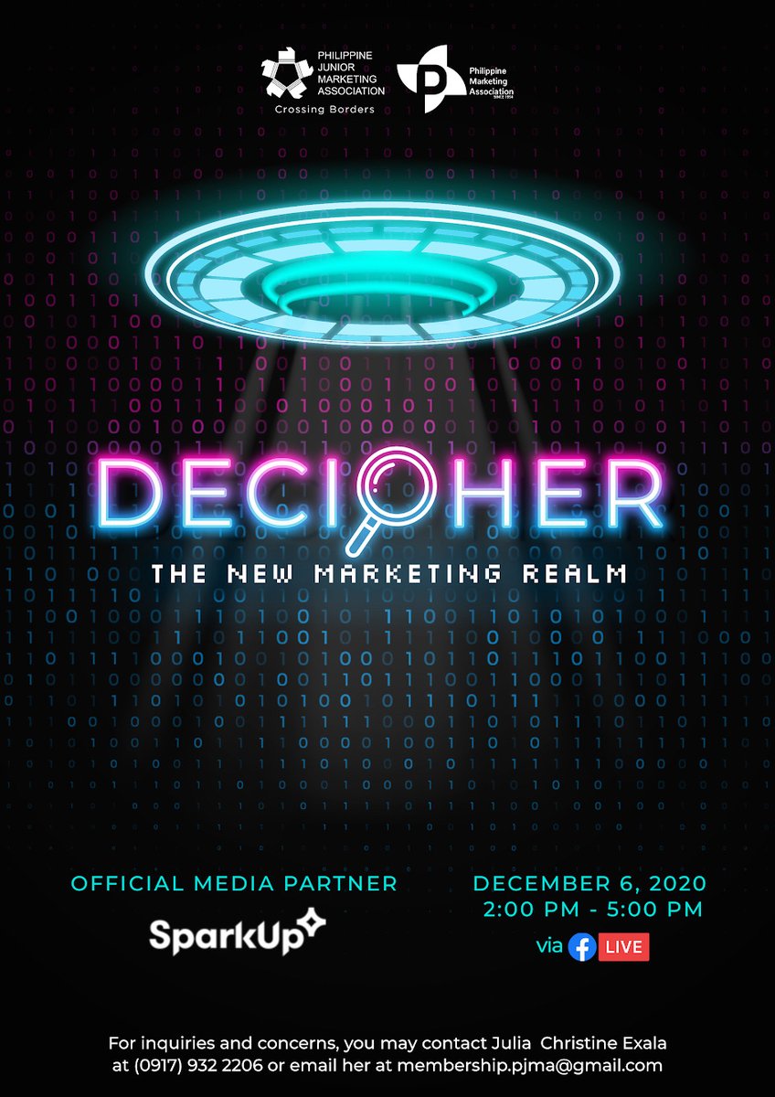 SparkUpPH's tweet photo. Decrypt and unlock the new marketing secrets.

Let's delve deep into the unknown as we Decipher the New Marketing Realm this
December 6, 2020, from 2:00 PM to 5:00 PM via Facebook Live. https://t.co/22DFHDi5ff