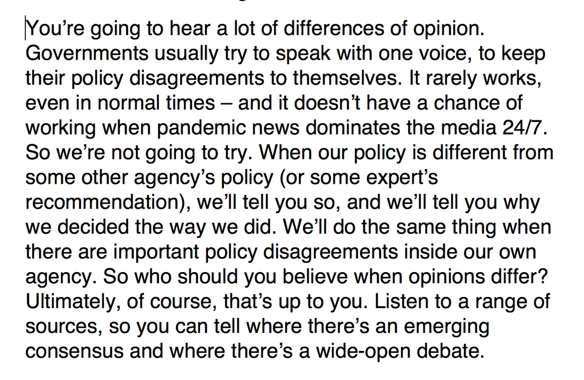 anyway I keep thinking of the incredible, thoughtful series of 25 pandemic standby messages that peter sandman and jody lanard crafted back in 2007, which they recommended that governments release in the event of a pandemic. especially this one, #23:  http://www.psandman.com/col/panflu4-3.htm#msg23
