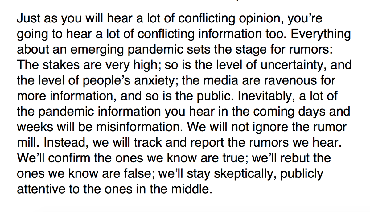 anyway I keep thinking of the incredible, thoughtful series of 25 pandemic standby messages that peter sandman and jody lanard crafted back in 2007, which they recommended that governments release in the event of a pandemic. especially this one, #23:  http://www.psandman.com/col/panflu4-3.htm#msg23