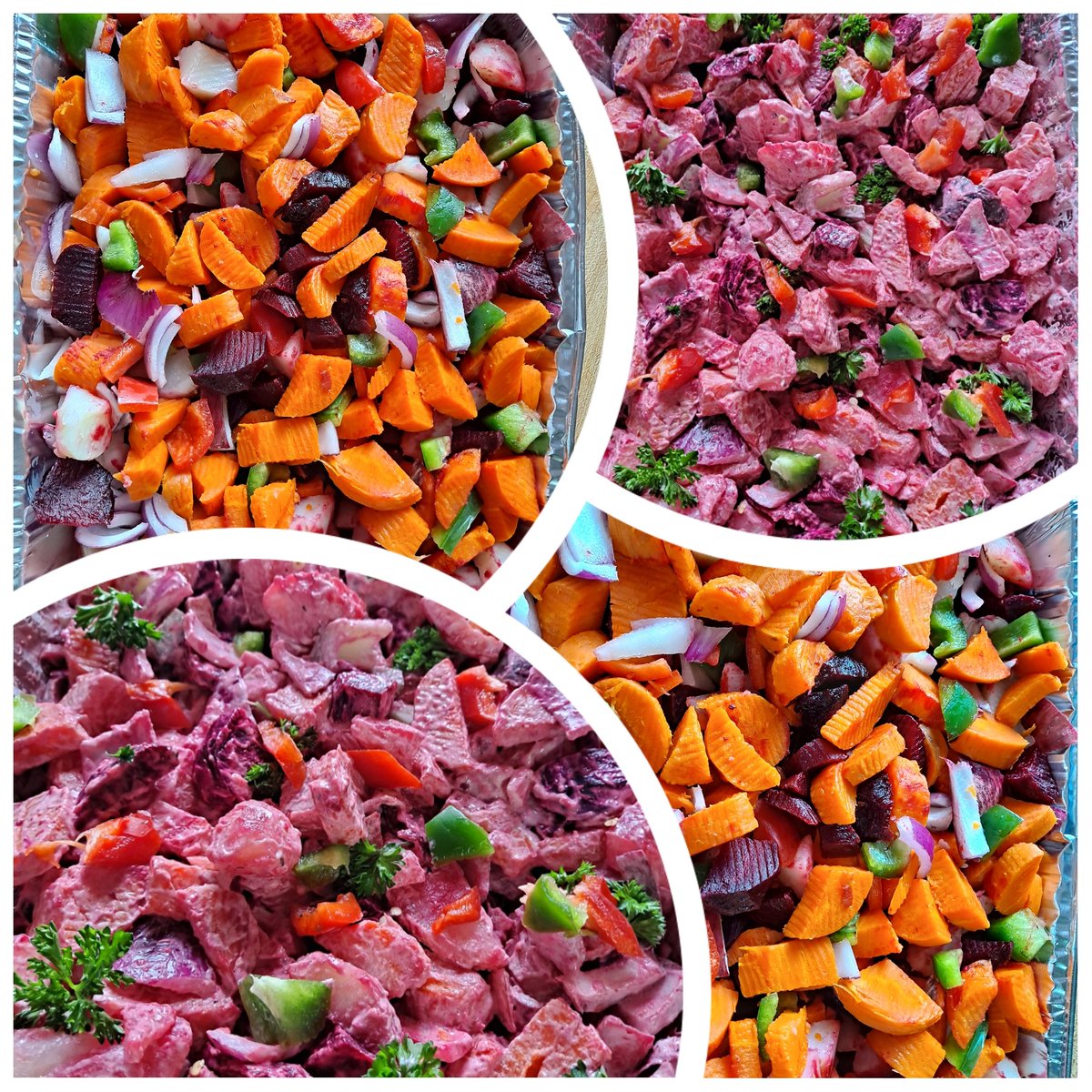 EveLkCuisine's tweet photo. Pre beets salad and final dishes.#instafood #carrots #beets #potatoes #ingredients #culturalfood #signaturesalad #deliciousfood #festivefood #specialeventdishes #beautifulcollage #excellentpresentation #excellentdishes #bonappetit. https://t.co/S5SVFh2xLi