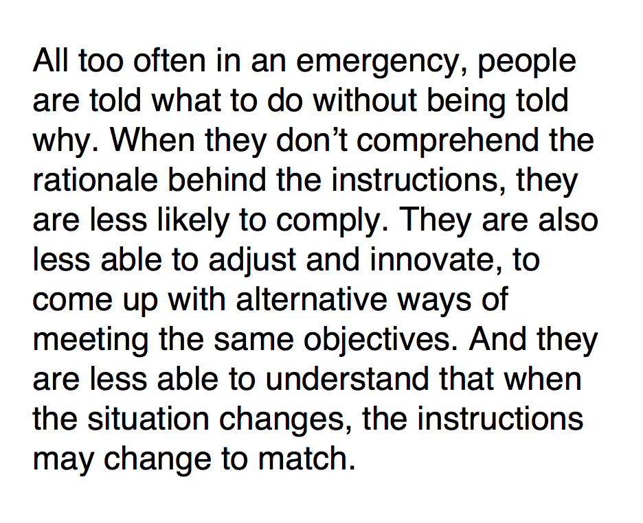some more gems from sandman and lanard's 2007 recommendations for pandemic messaging that I think about daily — the importance of giving a rationale for rules, of preparing the public to care for their own loved ones, and of not over-selling prevention measures