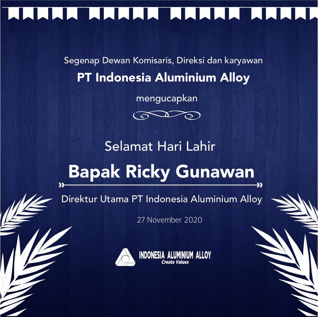 IAACreateValues's tweet photo. Segenap Dewan Komisaris, Direksi dan karyawan PT Indonesia Aluminium Alloy (IAA) mengucapkan Selamat Hari Lahir kepada bapak Ricky Gunawan, Direktur Utama PT IAA.
#IAA
#CreateValues
#KitaPasti https://t.co/0OIHna4vmx