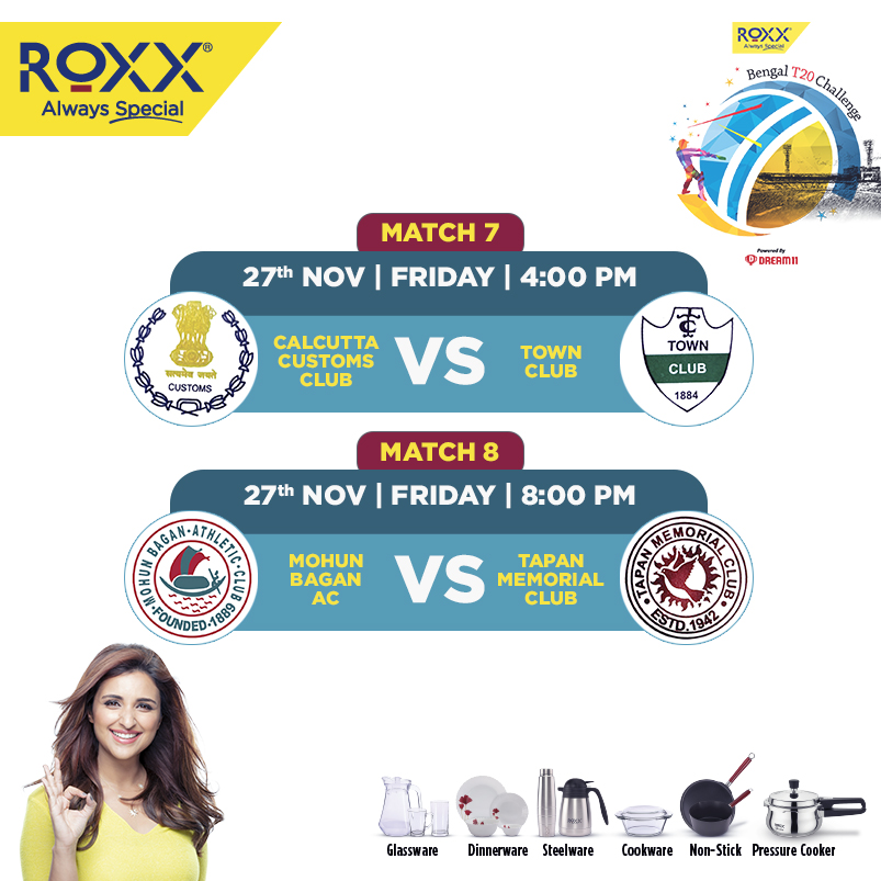 roxx_home's tweet photo. It’s Day 4 of the Roxx Bengal T20 Challenge! 🏏
A brand new day for some world-class cricket. 🤩
Watch it live on the Fancode and Dream11 app.
.
.
#Roxx #AlwaysSpecial #RoxxT20 #RoxxT20Challenge #Cricket #UnlockingHappiness #Dream11 https://t.co/hl1FQjCSOf