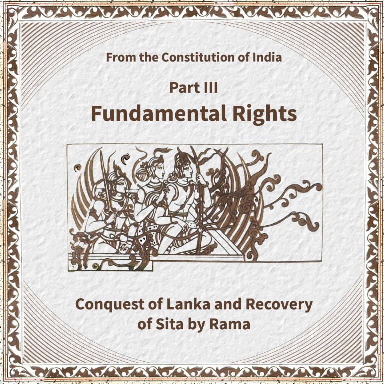 Pages of India's original Constitution,What was idea if India?Vedic villageLord RamaGita & KrishnaLord Hanuman