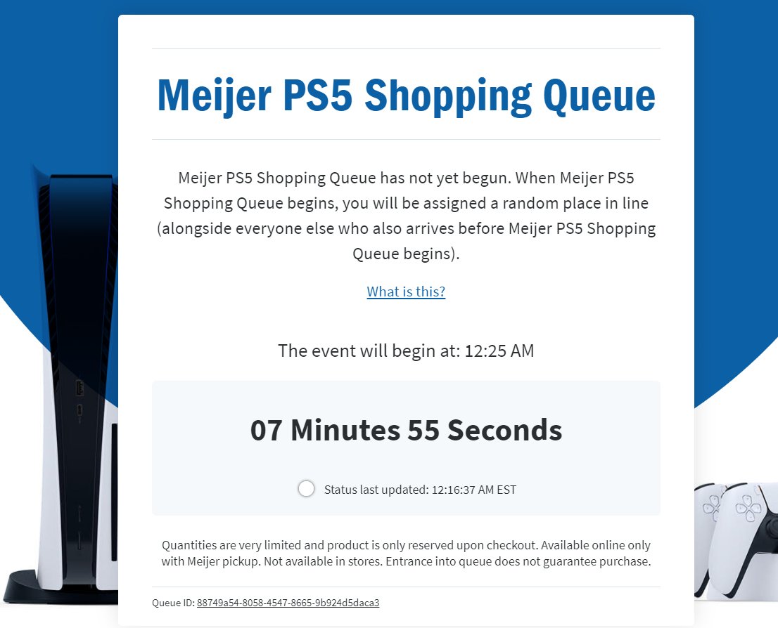 Just sitting here, waiting on @meijer let me in to buy a #PlayStation5 , and stop moving the event time. (when it started it said 12:10am https://t.co/7lCefS3fkt