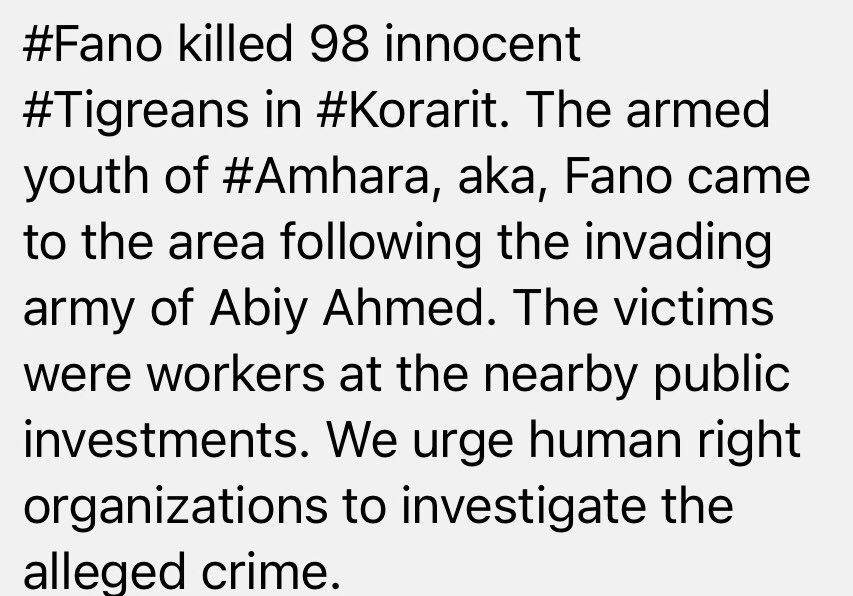 BerhaneTsegu's tweet photo. Breaking...
#Tigray #HRW2020 #AmnestyInternational #GenocideWatch https://t.co/1n9zKaYy1l