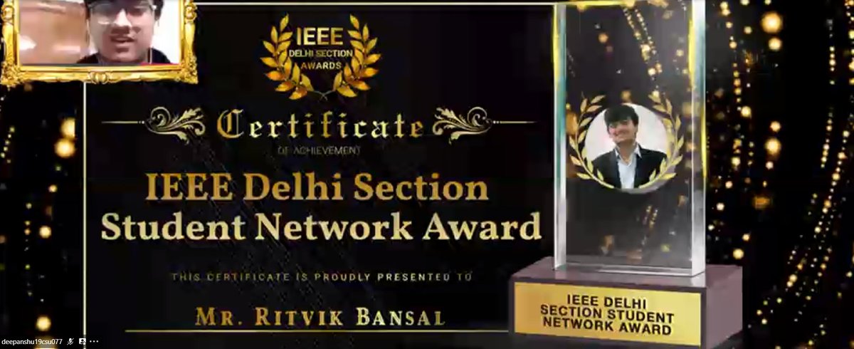 NCUGurgaon's tweet photo. Congratulations to NCU - IEEE Chapter! 

One more feather in NCU Cap !!

NCU - IEEE Chapter hosted IEEE Delhi Section Annual Award Ceremony 2020 virtually on 25 November 2020 and bagged several prestigious awards https://t.co/GaonTM5L9g