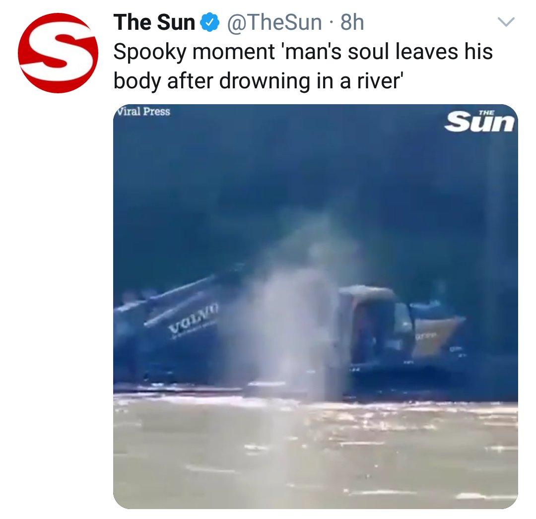 KruVindh's tweet photo. #ศัพท์ต้องรู้ Cr.The Sun
#BelieveItOrNot
#spooky (adj.) แปลกและน่ากลัว
= strange and frightening
#TUGET #CUTEP #TOEFL #GAT #ONET #TCAS #VINDHEMY #dek64 #SAT #MUIC #CUATT
นาทีสยองขวัญ วิญญาณ(ซึ่งจับตัวกันเป็นกลุ่มควัน)ของชายคนหนึ่งได้ออกจากร่าง หลังจากที่เขาจมน้ำในแม่น้ำแห่งหนึ่ง https://t.co/u7gRJaGvce