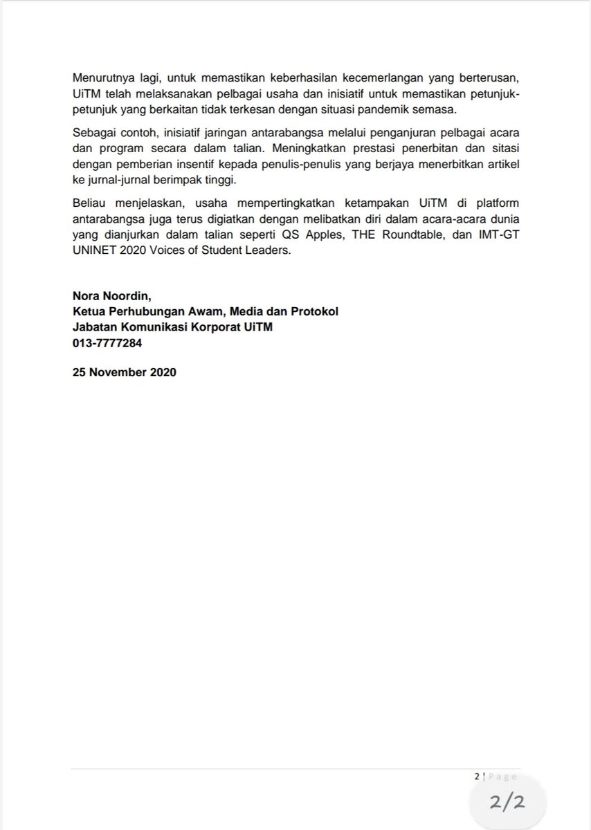 uitmofficial's tweet photo. KENYATAAN MEDIA
RANKING UiTM MELONJAK NAIK
@MOHEOfficial
#qsasiauniversityranking2021
#menyerlahpotensimembentukmasahadapan
#kitaUiTM
#UiTMdihatiku https://t.co/uMiIFZ3FEE