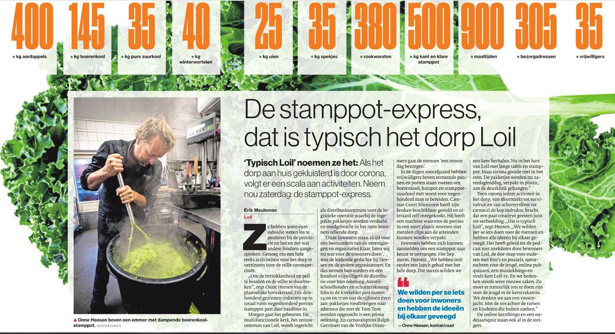 Morgenmiddag rijdt de Stamppot-Express door Loil om voor 900 van de 1.600 inwoners een maaltijd te bezorgen. Ook voor de Liemerseditie van de Gelderlander van vandaag aanleiding om hier, in 2 delen, een groot artikel aan te wijden. <a href="/provgelderland/">Provincie Gelderland</a> <a href="/HartvNL/">Hart van Nederland</a> <a href="/EditieNL/">editienl</a>