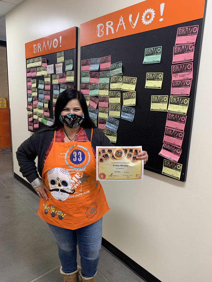 With a Personalized Apron and a 33 Years Badge Evelyn has giving great customer service and helping her co-workers for 3 Decades! Wow! Apparently, Evelyn was hired when she was two!