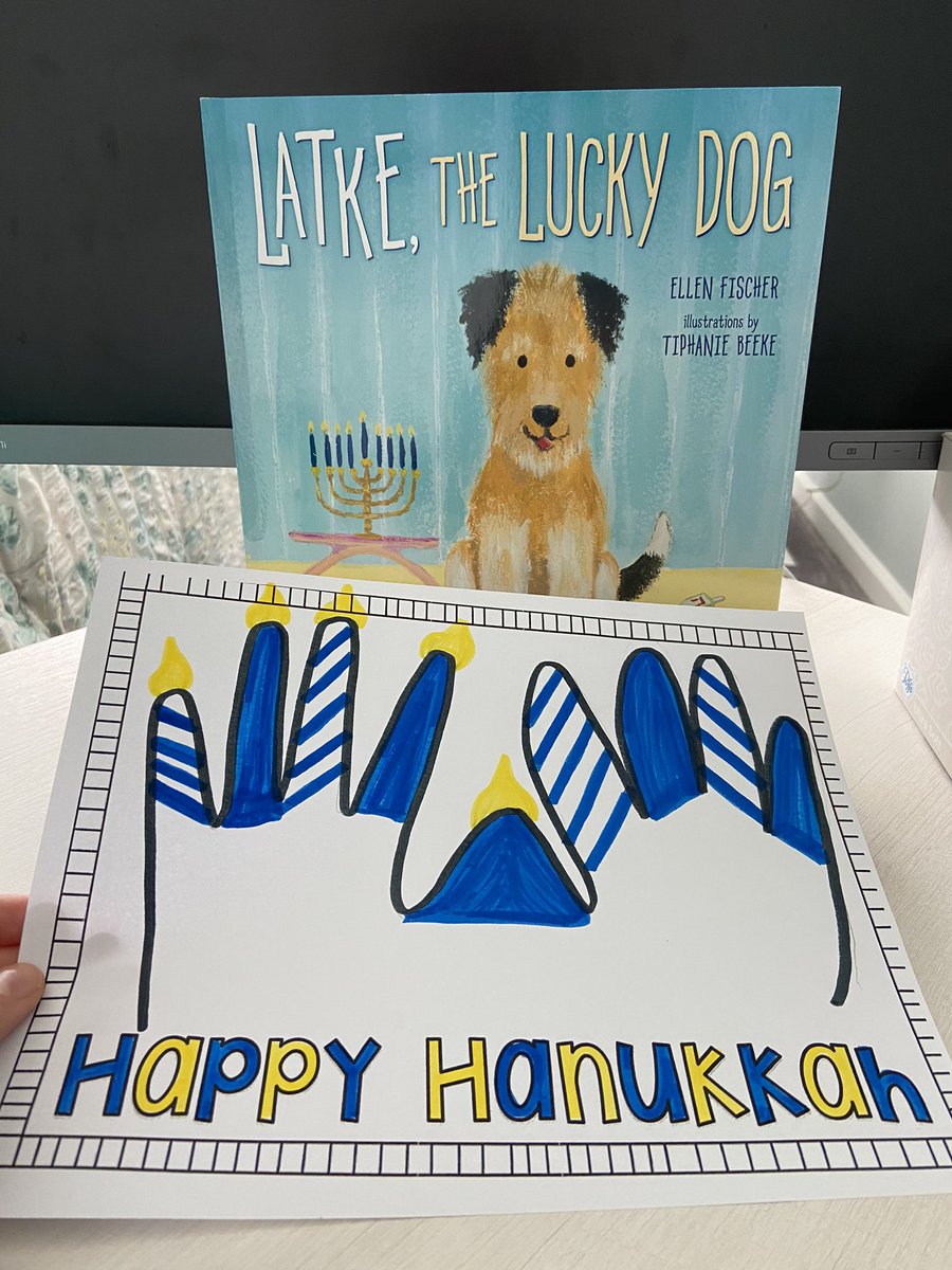 Happy Hanukkah! Today we read, “Latke, the Lucky Dog” and created a menorah with our hands!! Ss learned about the 8 nights, what the middle candle symbolizes, and some Hanukkah traditions 🕎 #rvilleproud