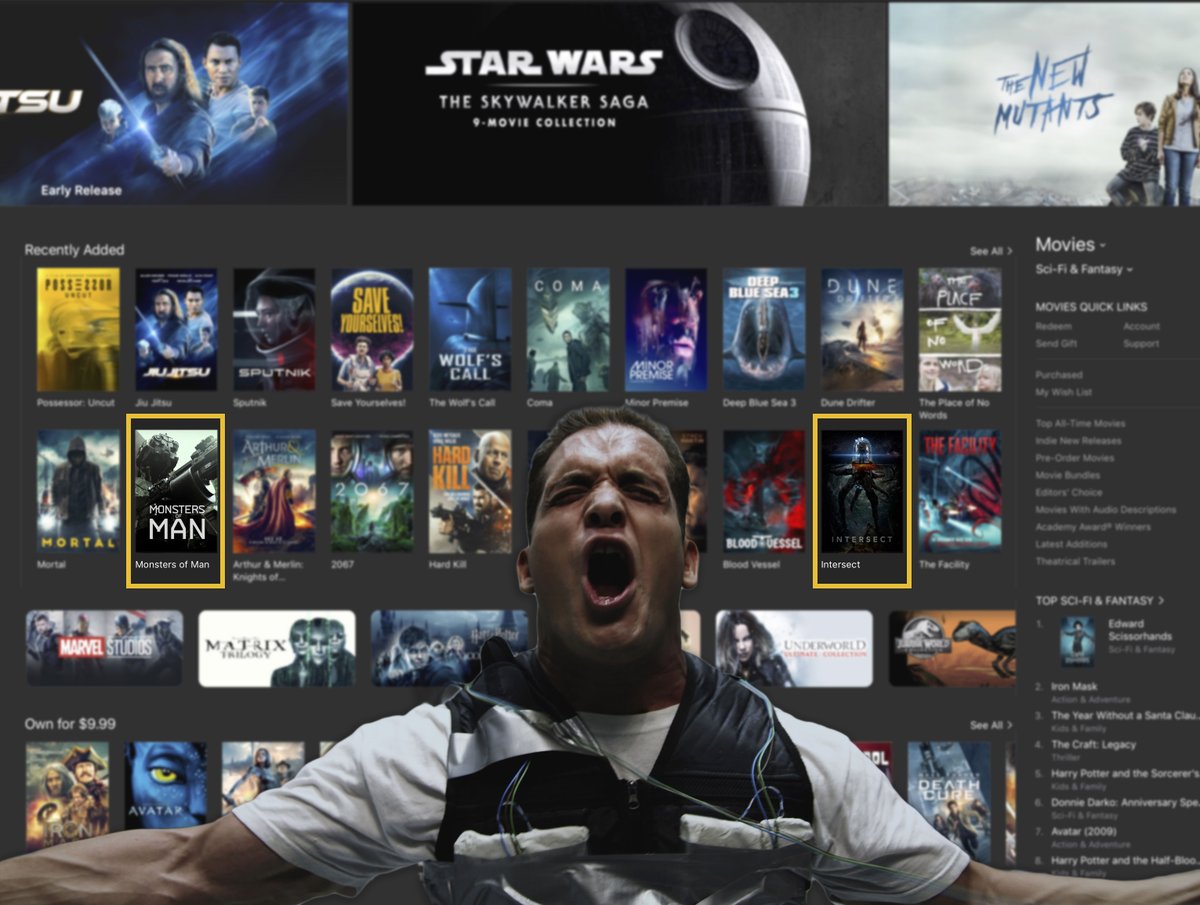 Congrats to <a href="/JoseRosete/">Jose Rosete</a>, the current ruler of the sci-fi genre on iTunes!! We’re proud to be one of (at least) two of your films currently charting!
Check out Jose in <a href="/MonstersOfMan/">MonstersOfMan</a>, directed by <a href="/marktoia/">Mark Toia</a>, available now!
#HPLovecraft #SciFI #SupportIndieFilm