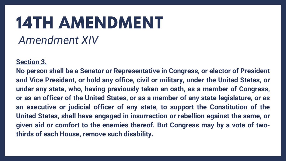 The text of the 14th Amendment expressly forbids Members of Congress from engaging in rebellion against the United States. Trying to overturn a democratic election and install a dictator seems like a pretty clear example of that.