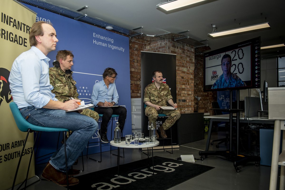 Soldiers from <a href="/104Bde/">104 Theatre Sustainment Brigade</a> and @11InfBde collaborate with <a href="/AdargaAI/">Adarga</a> have been working with software engineers identifying new technologies and approaches to solve real world problems on operations. #1XXHackathon2020