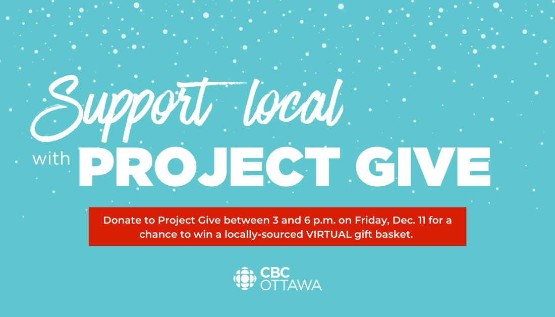 For #CBCProjectGive, if you'd like to support the @OttawaFoodBank between now and 6pm, then your name enters a draw to win a virtual gift basket featuring $300 worth of e-gift cards for local businesses. cbc.ca/projectgive