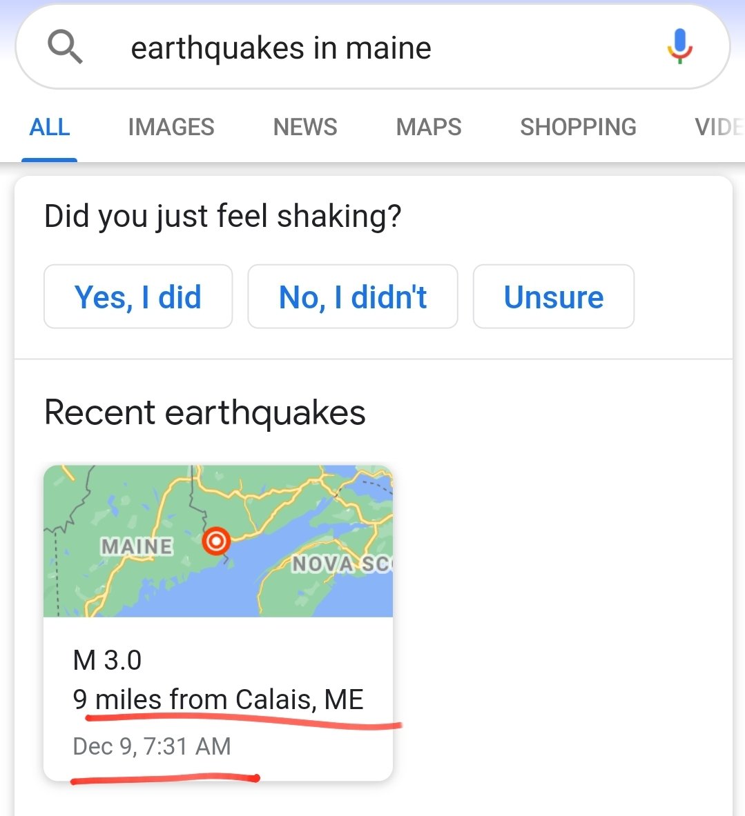 There was 3.0 earthquake recorded NINE miles from Calais at 7:31 am on Wednesday.Calais just happens to be roughly 10 or so miles away frommmmm???You guessed it!!! ROBBINSTON.