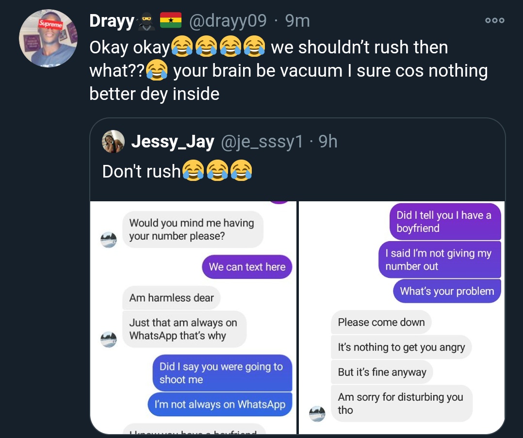 1. FROM WINTER STUDIOS, SUMMARY ON TODAY'S GIST: A THREAD One Jessy Jay caught the heat as she posted her private convo. With the caption don't rush and looks of the convo, Tweeps said she was rude and she started defending her body with subs hare and dare.Violence