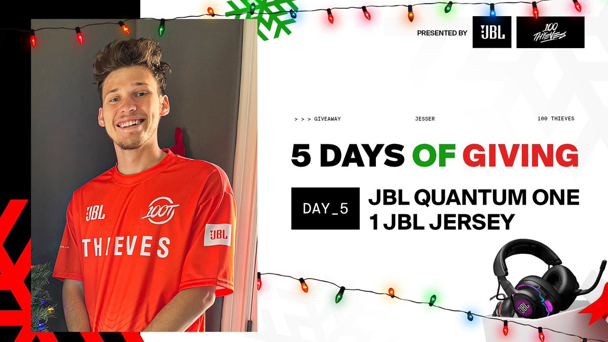 For the holidays, I’m giving away 2 winners both a #JBLQuantum Quantum One and a <a href="/100Thieves/">100 Thieves</a> x JBL jersey! 

To enter the giveaway:
✔️ Follow me, <a href="/JBLaudio/">JBL</a>, &amp; <a href="/100Thieves/">100 Thieves</a> 
✔️ RT this tweet

Giveaway ends in 24 hours, good luck!