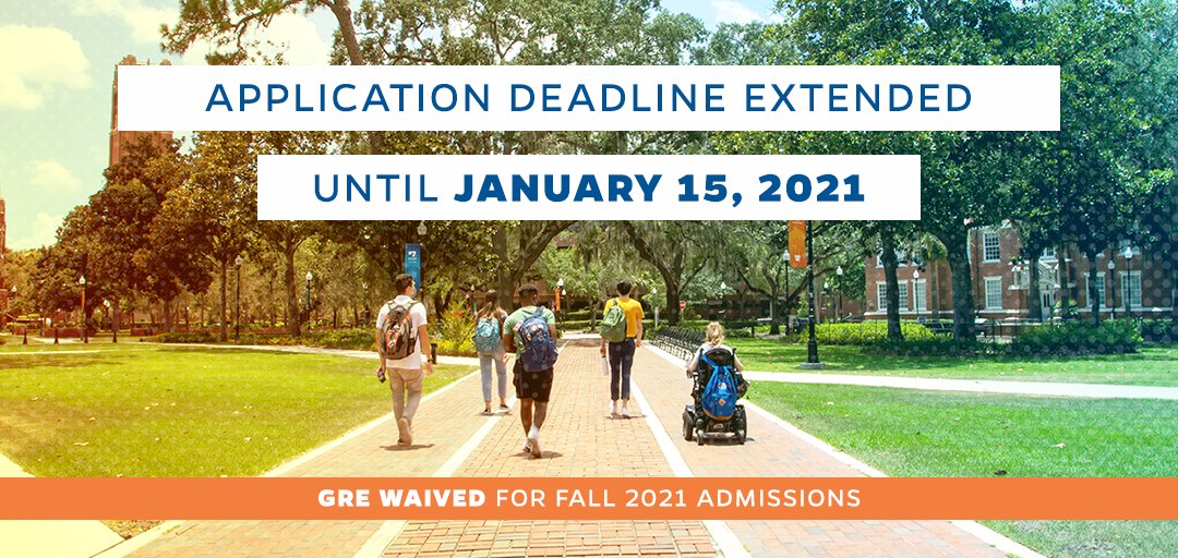 DEADLINE EXTENDED: Due to COVID-19, #UFISE has extended the Ph.D. application deadline for Fall 2021 to Jan. 15, 2021! 

For more information on how to apply, visit our website:
ise.ufl.edu/information-fo…