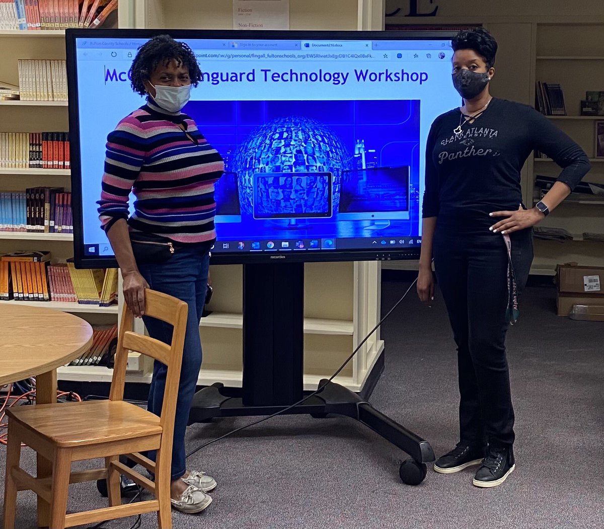 ⁦<a href="/McClarinHS/">McClarin HS</a>⁩  Ms. Brown and I enjoyed delivering a Technology Workshop this morning for our custodial staff member. Fun morning of learning #mcclarinpride #fcsvanguard