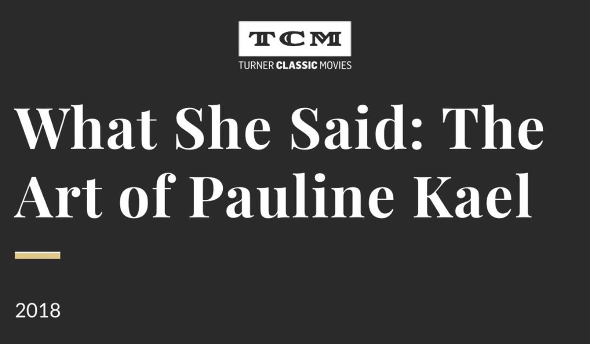 We’re happy to share that WHAT SHE SAID: THE ART OF PAULINE KAEL will premiere TONIGHT, December 11th, at 11:30 pm on Turner Classic Movies. Other air dates will follow through 2026- learn more here! tcm.com/tcmdb/title/22… <a href="/tcm/">TCM</a>