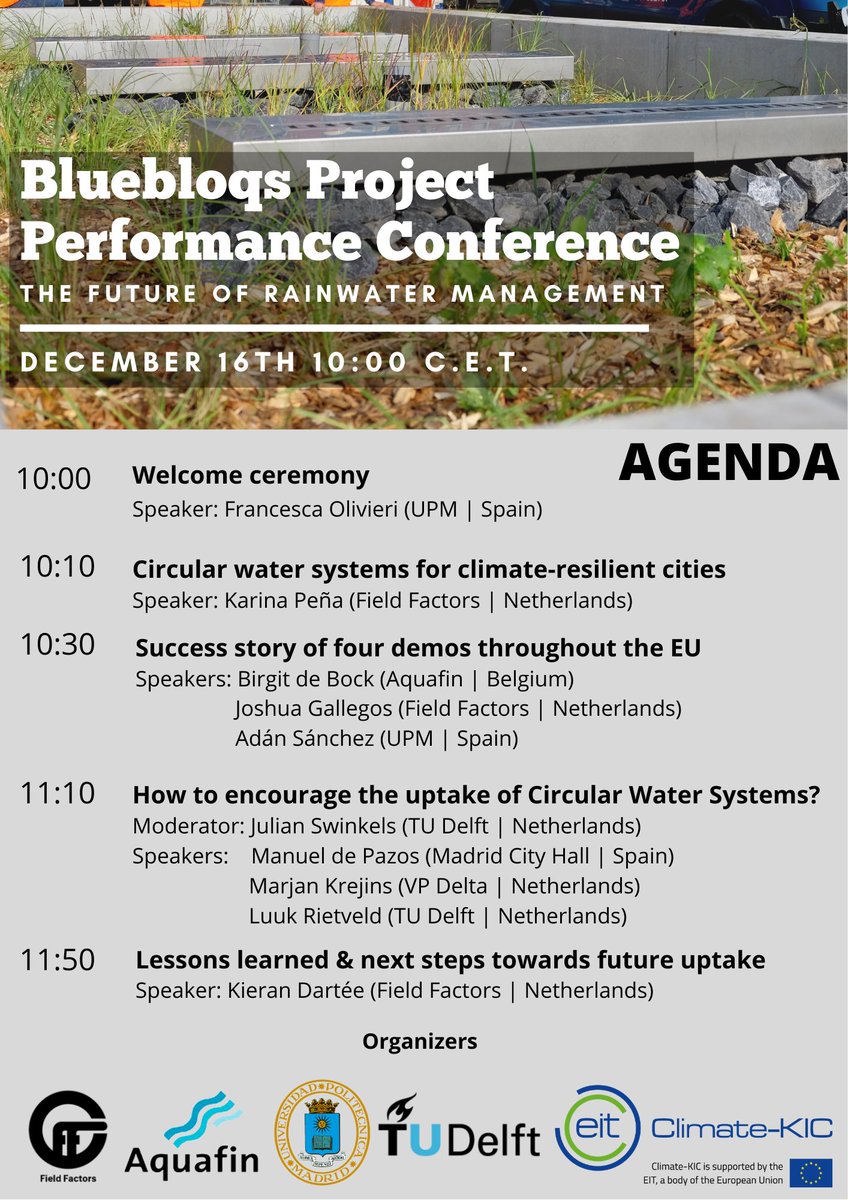 ¿Estás listo para conocer los resultados de los Sistemas Urbanos de Drenaje Sostenible #SUDS que instalamos en España, Holanda y Bélgica? 
¿¿Aún no tienes tu entrada?? 
Pues aún estás a tiempo de inscribirte dando clic en el enlace, es GRATIS!!
upm.zoom.us/meeting/regist…